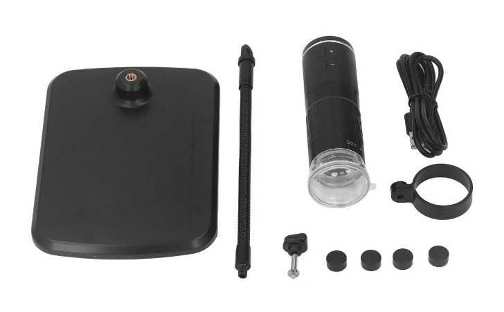 микроскоп за смартфони – 8 светодиода, акумулаторна батерия и стойка