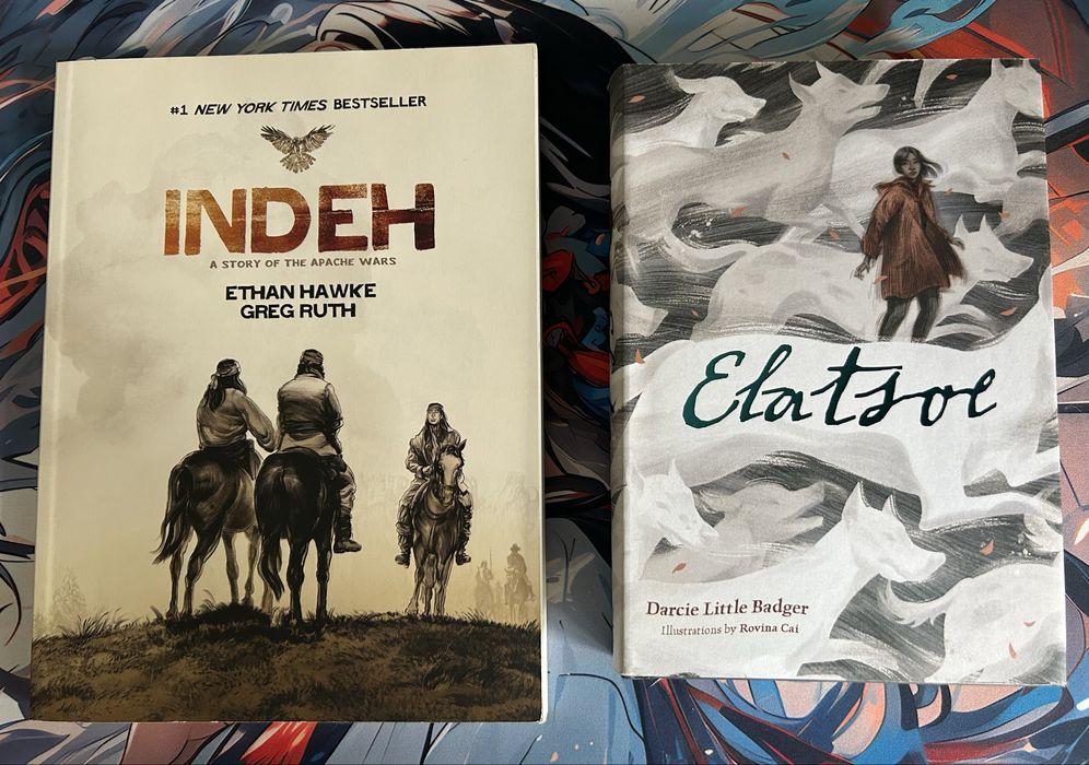 2 cărți Native American / Apache: Indeh + Elatsoe de Ethan Hawke si Darcie Little Badger (noi, impecabile)