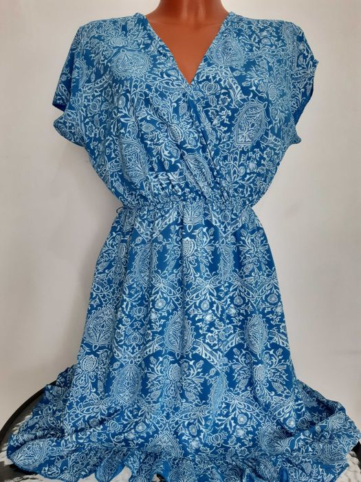 Rochie de culoarea albastru, cu elastic in talie, Answear LAB