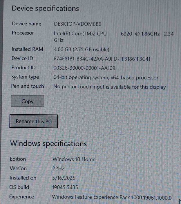 Продавам компютър Core2Duo 6320, RAM4GB