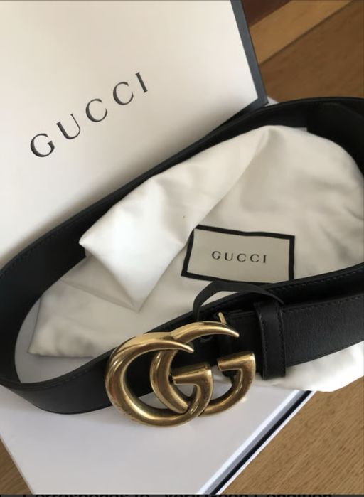 curea Gucci Leather With Double Gold G Distressed Buckle