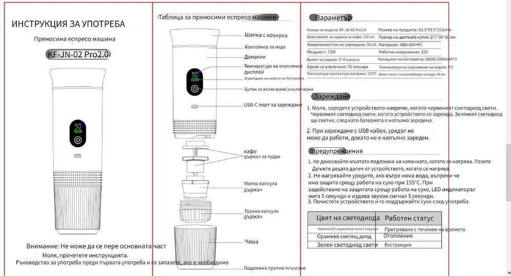 Дигитална преносима автоматична кафемашина
