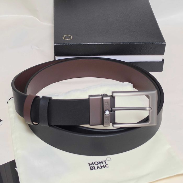 Curea reversibila Montblanc negru/ maro, cutie cadou