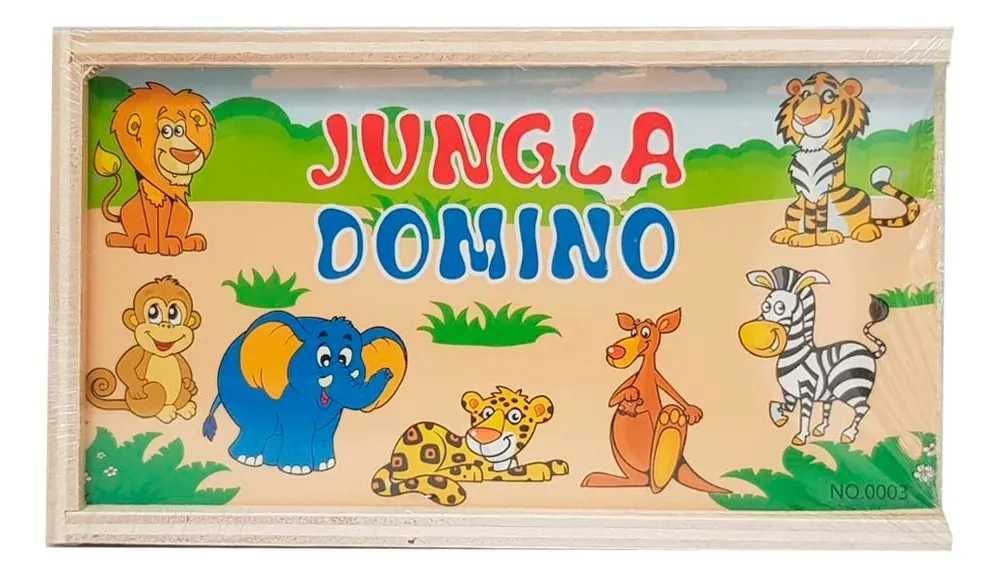 Дървено домино с цифри и Инструменти, Животни, Зеленчуци