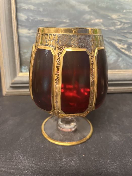 Колекционерска чаша за коняк-Moser Cabochon,Bohemian glass,Чехия