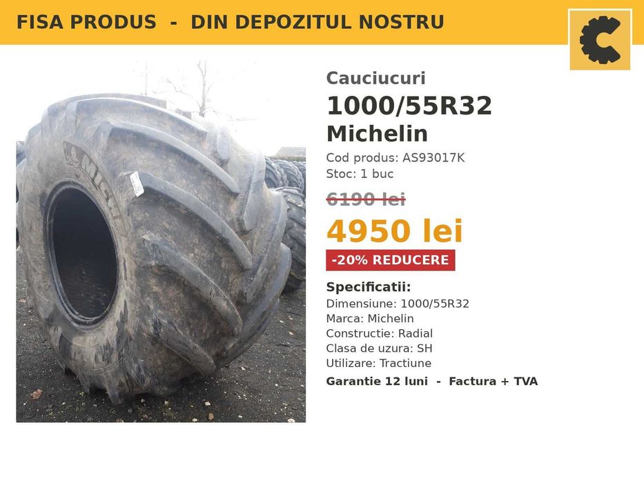Cauciucuri 1000/55R32 Michelin Anvelope Combina SH REDUCERE TVA