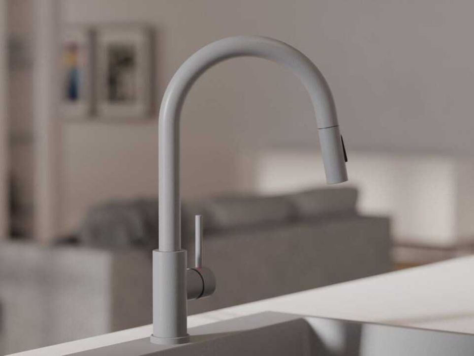 Сив смесител за кухня с изтегляща глава, 2 режима на струя - 9010