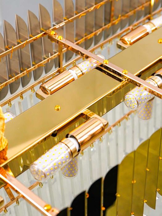 Lyustra tilla va kumush rangda, 9 o'lchamda, zal, ofis, uchun qandil..