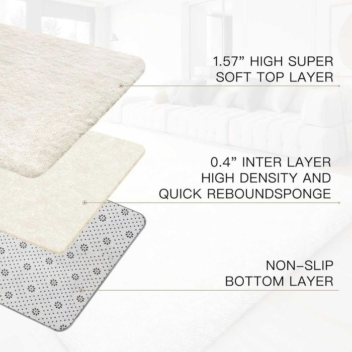 Килими Sour Lemon Area Rugs 140x200см, бял килим, противоплъзгащ