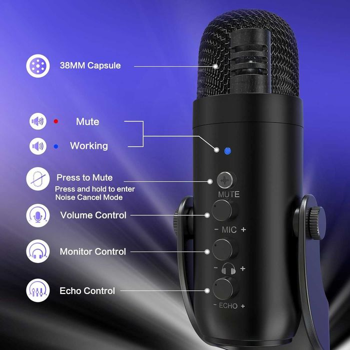 Microfon USB ZealSound K66,condensator PC,telefon,streaming podcast