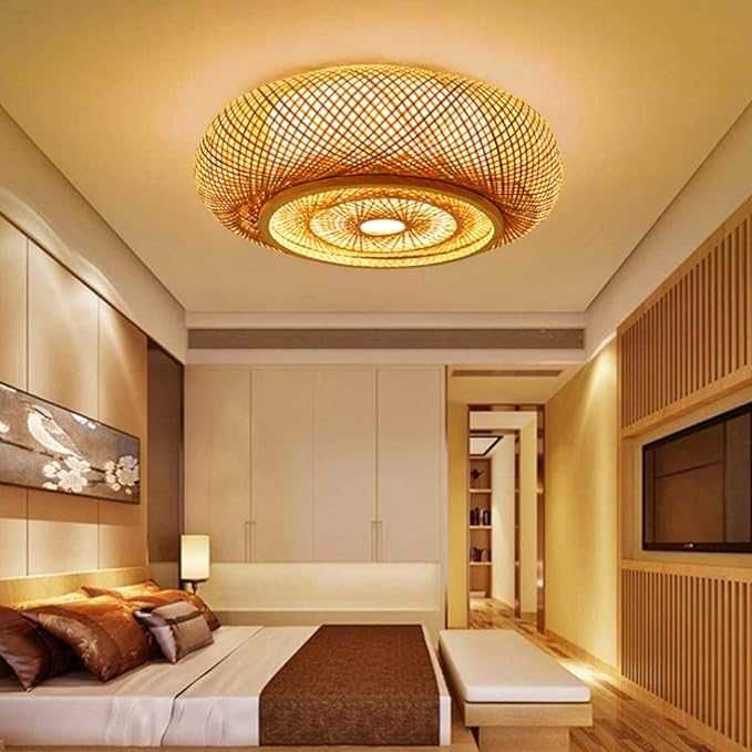 Намален с 20 лв. Таванна лампа от ратан естествен бамбук Полилей