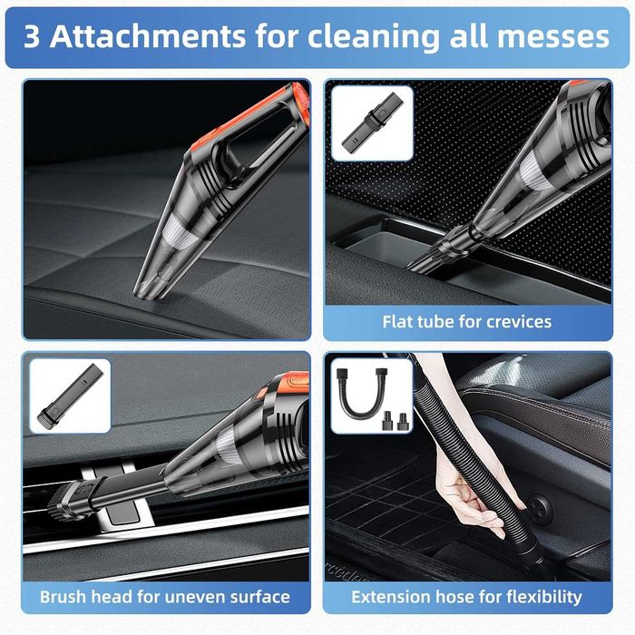 Мощна Прахосмукачка за кола с LED осветление 100W/12V.