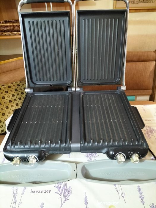 Grill electric cu doua compartimente