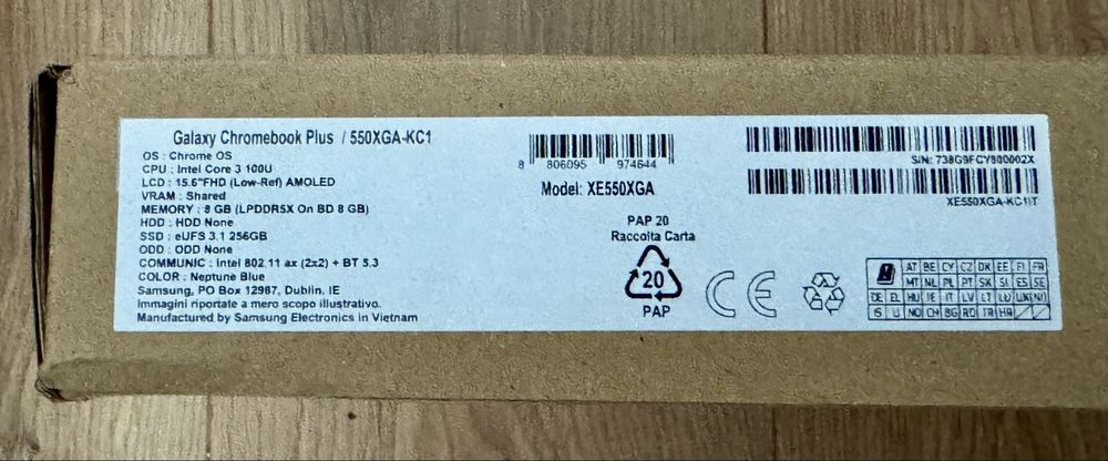 Laptop Samsung Galaxy Chromebook Plus 15.6” 8GB 256GB Blue Nou Sigilat