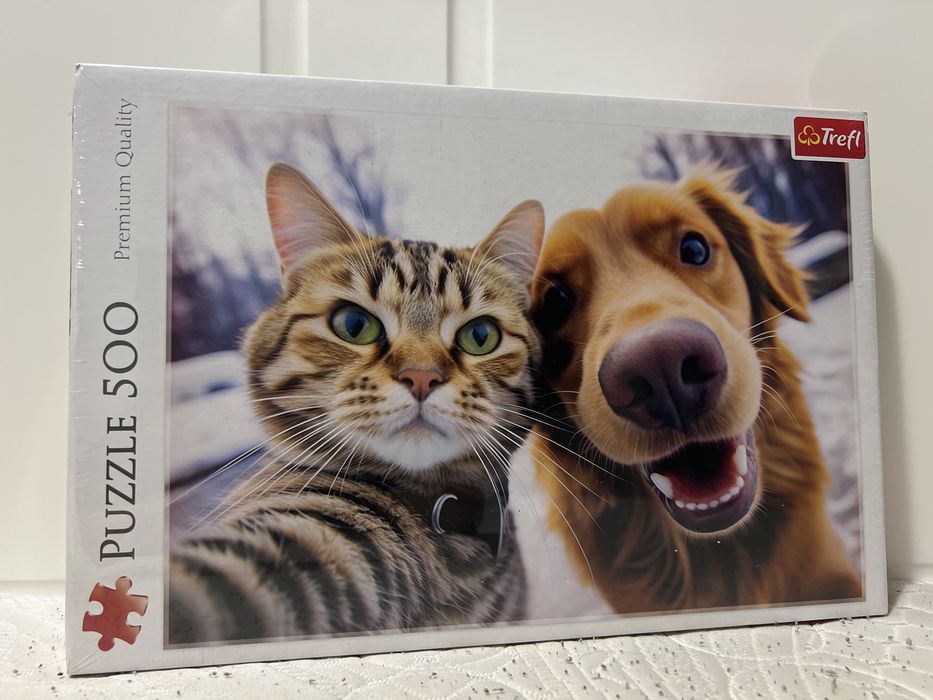 Puzzle Trefl 500 piese - Selfie Pisică și Câine (Nou, Sigilat)