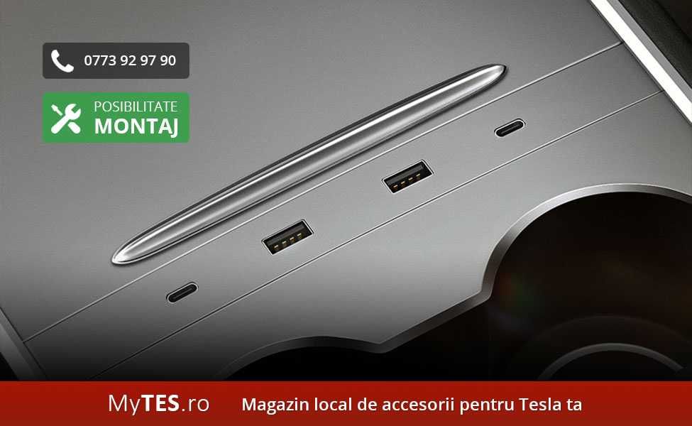 Panou extensie mufe USB (cu/fara lumini ambientale) - Tesla Model 3/Y