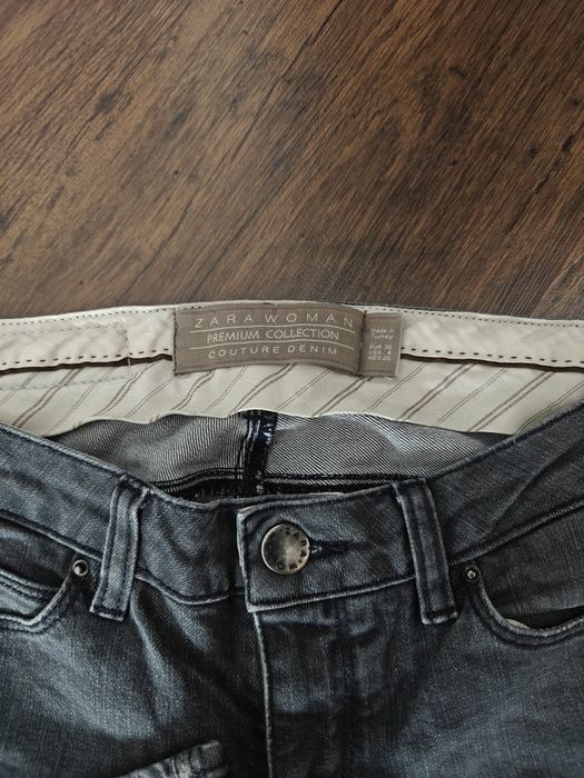 Blugi Zara Woman Premium Collection, gri închis / prespălați, mărimea 36 (S)