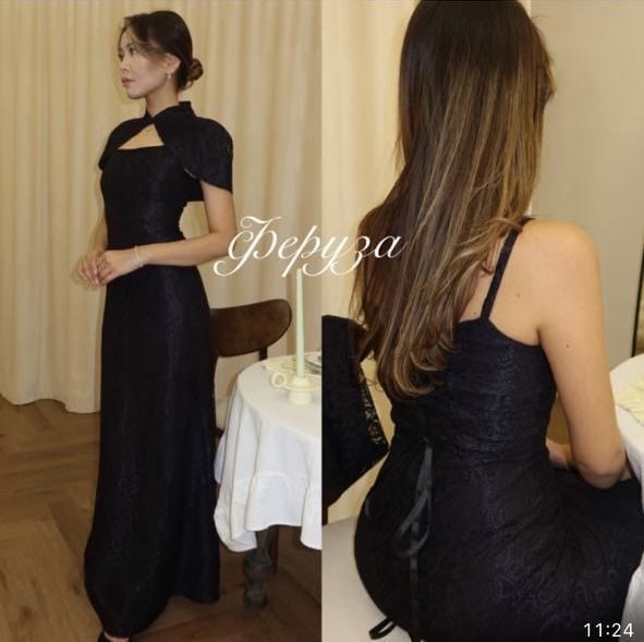 Женское черное вечернее платье
