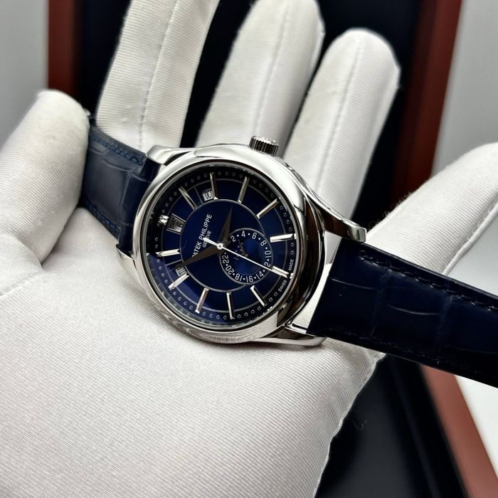 patek philippe anual calendar blue dial steel