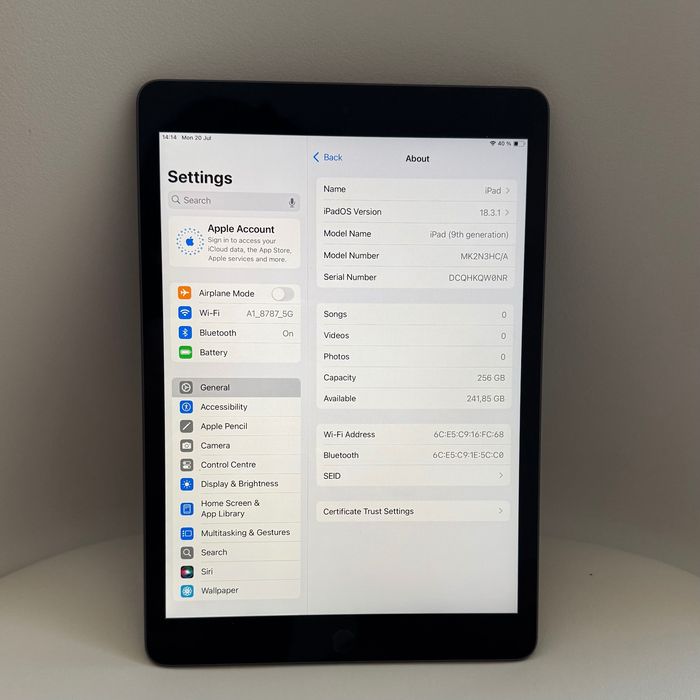 iPad 10.2 9th 256GB Wi-Fi Space Gray