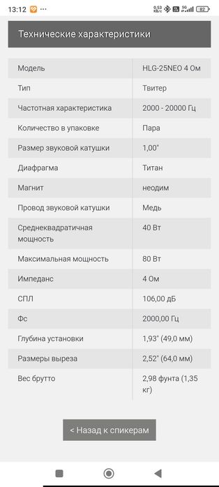 Твитер Hannibal HLG-25NEO
