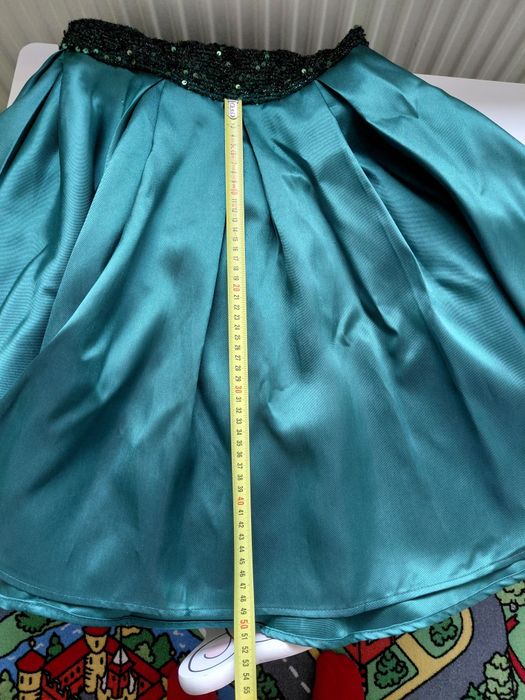 Rochie A-Line, satinata, de ocazie,verde smarald, mas S, eleganta