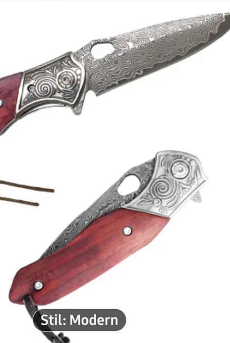 Briceag din inox de Damasc lucrat manual