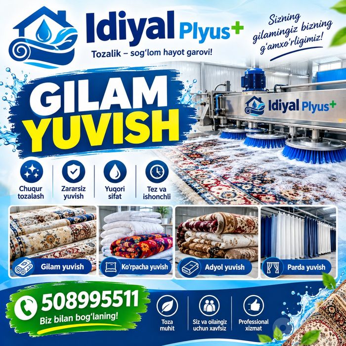 IDYAL PLYUS gilam yuvish
