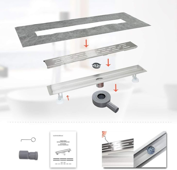 60 см линеен подов сифон SaniteModar с 360° ротация. БЕЗ РЕШЕТКА!