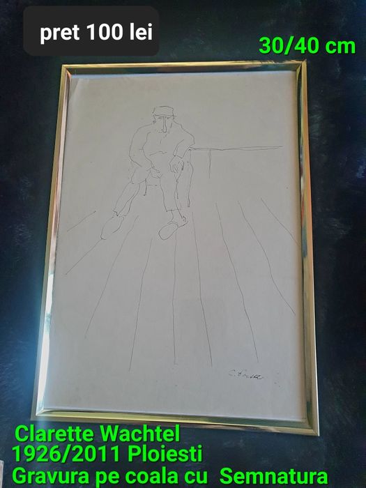 Gravura pe hartie cu semnatura