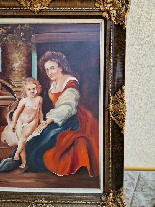 Уникална антикварна белгийска авторска картина масло върху платно