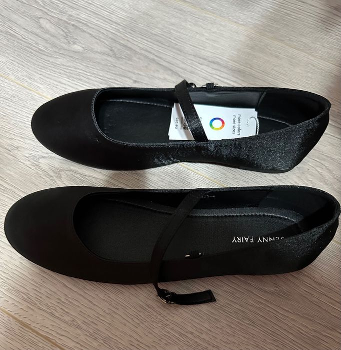 Balerini satin negru