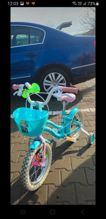Bicicleta pentru fetite  Moni Space Tourism 14 inchi , turquoise stare buna mici zgarieturi