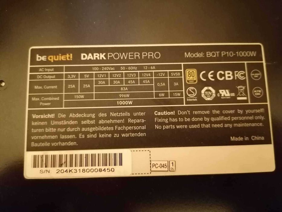 Sursa folosita profesionala silentioasa be quiet! Dark Power Pro 1000W