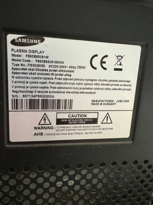 TV Samsung Plasma Display PS50B