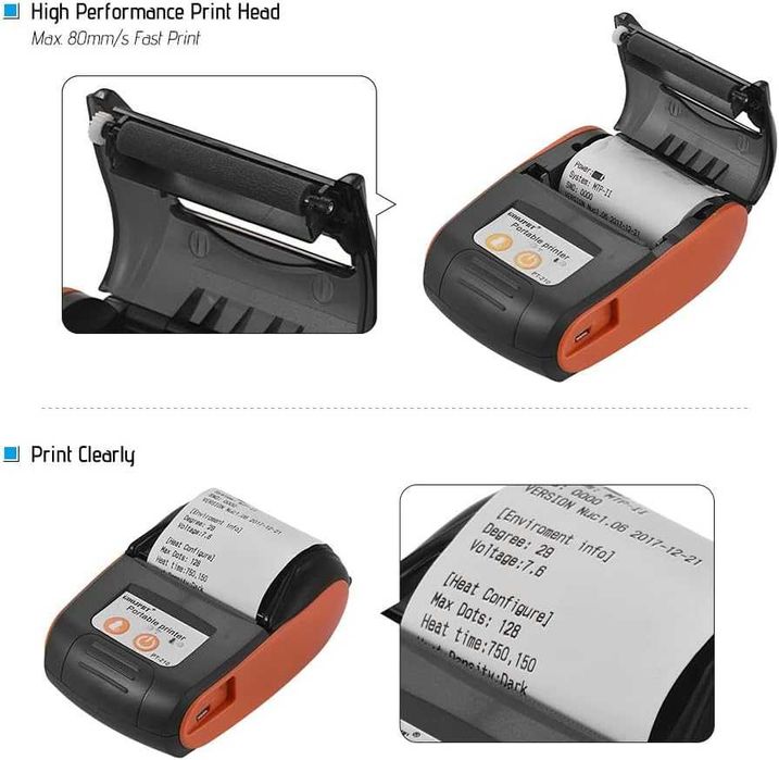 Imprimanta Termica Portabila PT-210 Bluetooth 58mm Android si iOS