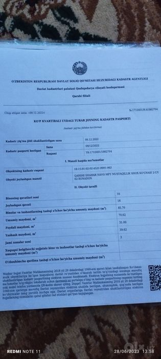 Qarshi sitydan kreditli 3xonali uy sotiladi yoki Cobaltga barter qilam