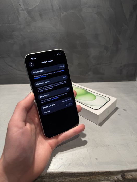 КАТО ЧИСТО НОВ Iphone 15 Green, 89% батерия