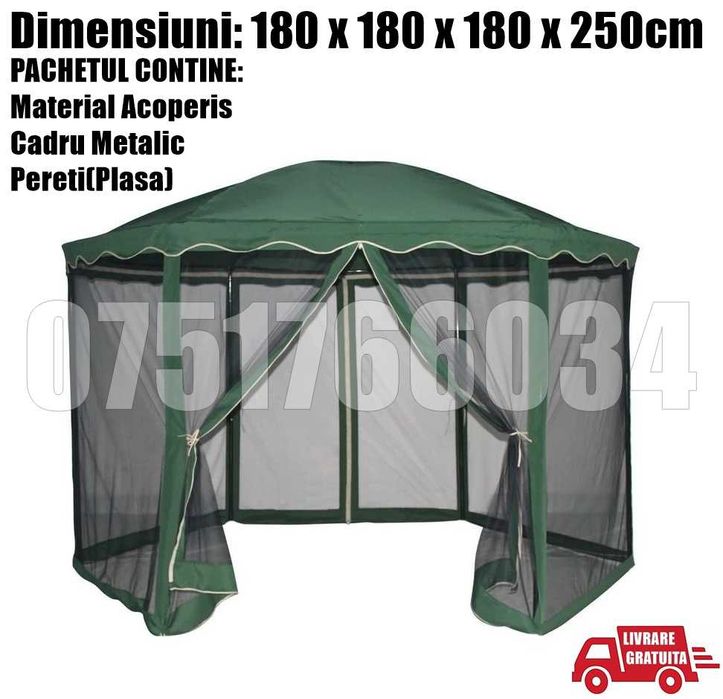 Pavilion CORT Umbrela Cadru Terasa Plasa Antitantari LIVRARE GRATUITA
