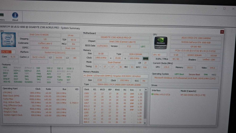 PC Gaming i5-8600K + GTX 1060 6GB + 16GB RGB + SSD 1TB NVMe