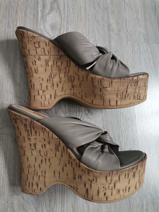 vand papuci cu talpa inalta, piele naturala - Denis- marimea 38