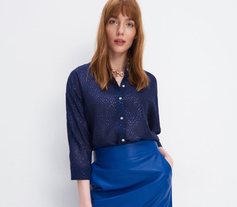 Camasa bleumarin material stralucitor