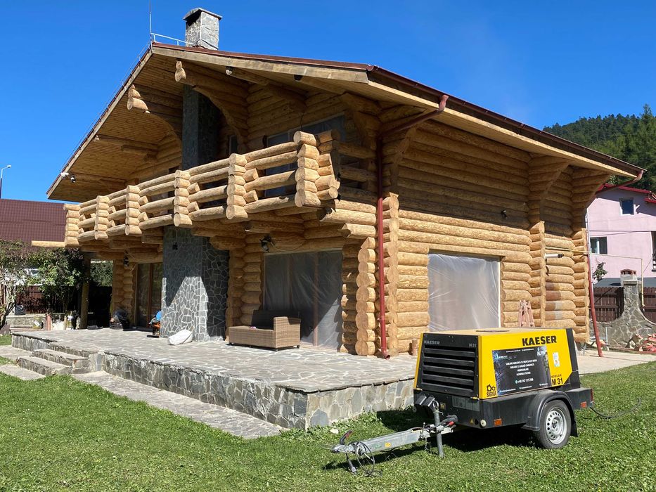 Sablare cabana lemn, reconditionare lemn, restaurare lemn