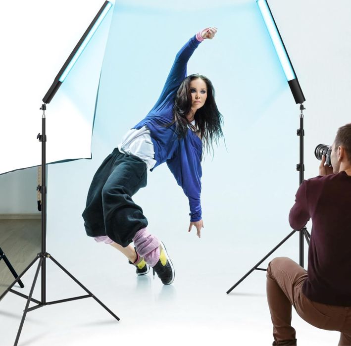 2бр. Проф диодно осветление. Батерии. Rgb Стик. Видео. фото. продукти.