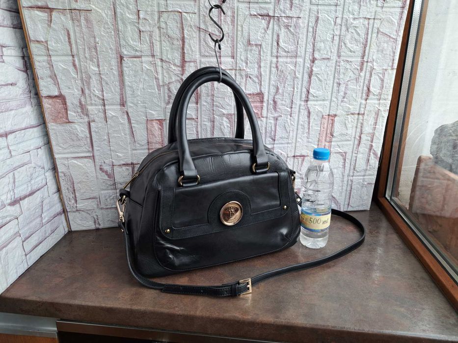 дамска чанта,черна Roberto Botticelli италианска чанта-естествена кожа