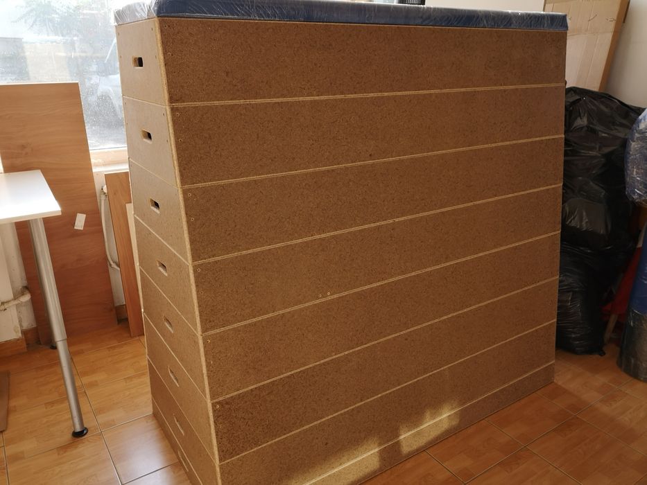 Lada gimnastica trapeizoidala 160 cm cu 8 module din Pal natur