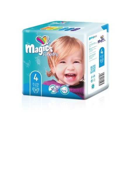 Scutece Magics Flexidry Marime 4 Maxi, 9-14kg, 31 bucati/pachet