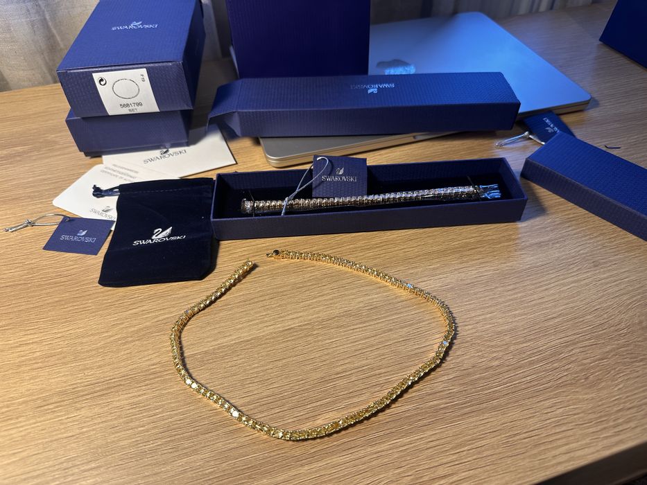 Set Colier si bratara Swarovski matrix tennis gold