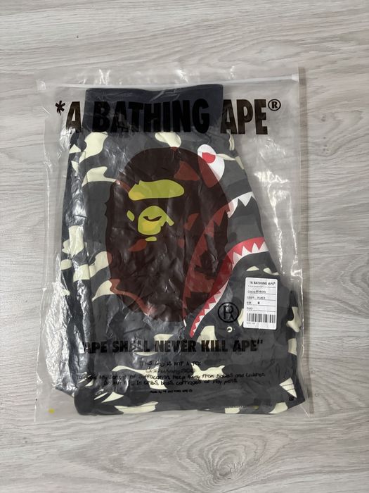 Bape Shark "Glow in the Dark" Black Camo Shorts