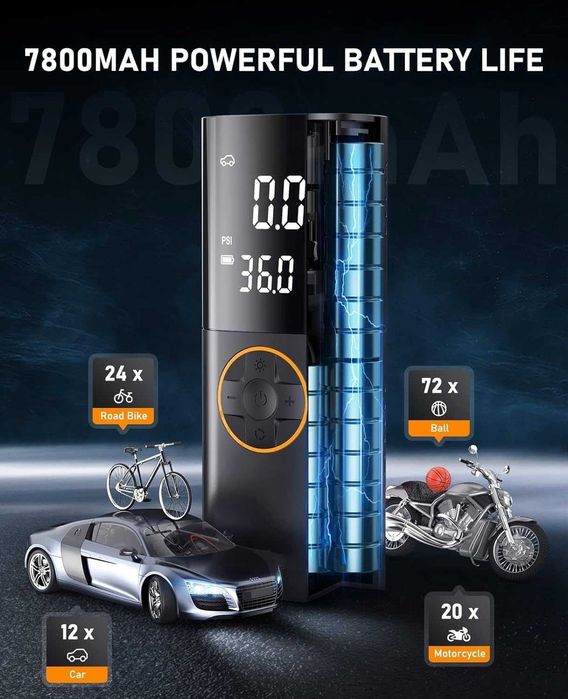 SUAVO Преносима въздушна, електрическа помпа за гуми